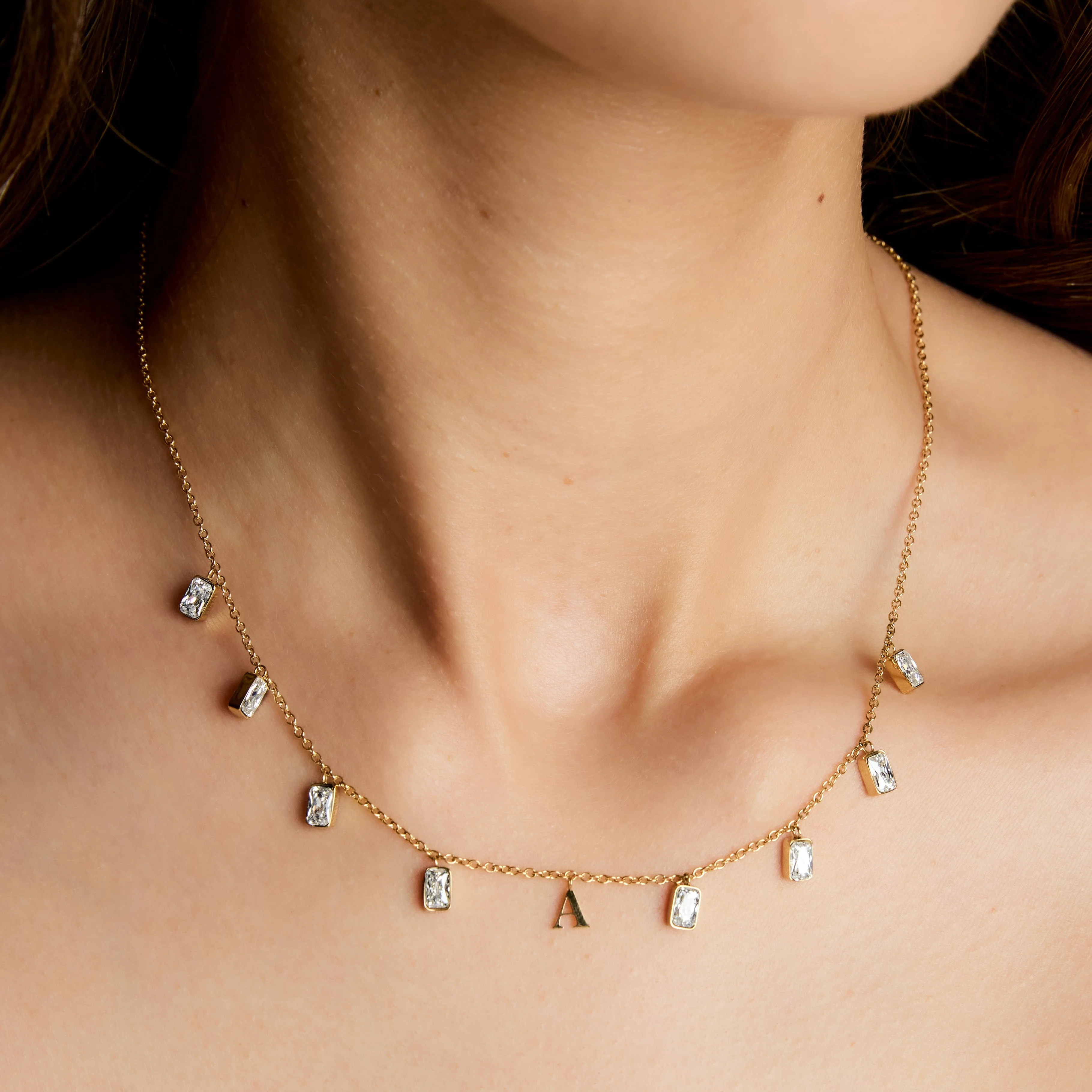 Initial Drop Necklace (Emerald Cut) - Image 3