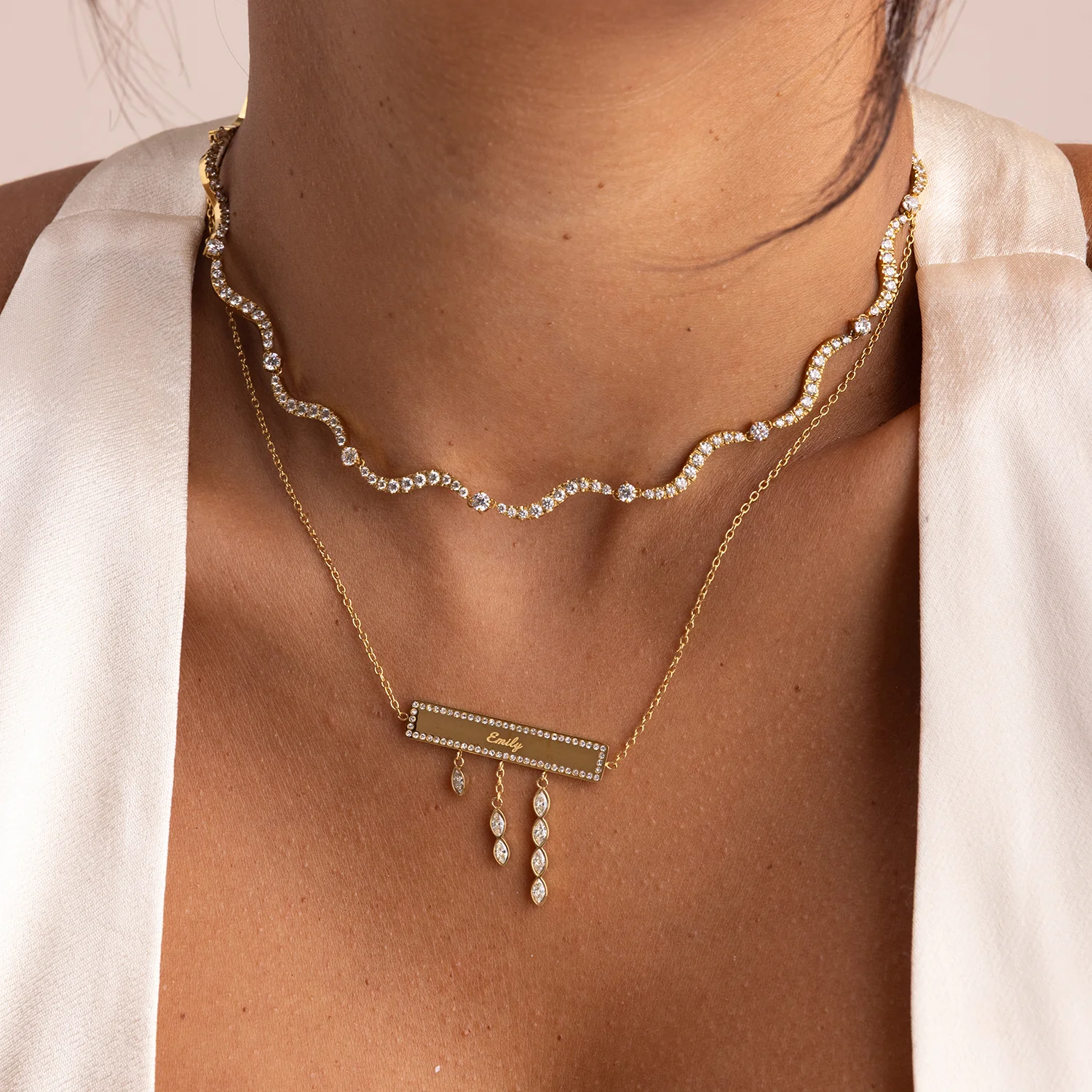 Pavé Name Plate Drop Necklace - Image 3